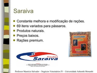 Saraiva  Constante melhora e modificação de rações. 69 itens variados para pássaros. Produtos naturais. Preços baixos. Rações premium. 