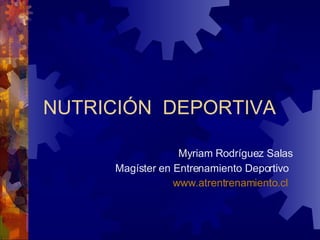 NUTRICIÓN  DEPORTIVA Myriam Rodríguez Salas Magíster en Entrenamiento Deportivo www .atrentrenamiento.cl 