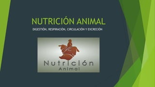 NUTRICIÓN ANIMAL
DIGESTIÓN, RESPIRACIÓN, CIRCULACIÓN Y EXCRECIÓN
 