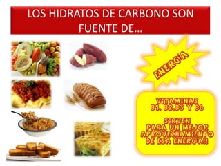 LOS HIDRATOS DE CARBONO SON
FUENTE DE…
 