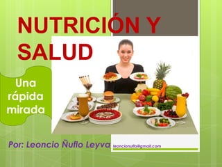 NUTRICIÓN Y
SALUD
Por: Leoncio Ñuflo Leyva leoncionuflo@gmail.com
Una
rápida
mirada
 