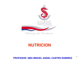 NUTRICION PROFESOR: QBA MIGUEL ANGEL CASTRO RAMIREZ 