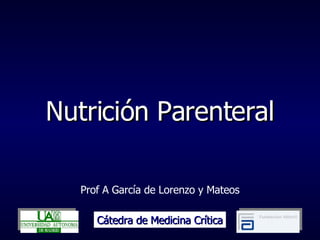 Nutrición Parenteral Prof A García de Lorenzo y Mateos Cátedra de Medicina Crítica 