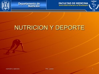 nutrición y ejercicio
nutrición y ejercicio Dra. Loaiza
Dra. Loaiza 1
1
NUTRICION Y DEPORTE
NUTRICION Y DEPORTE
 