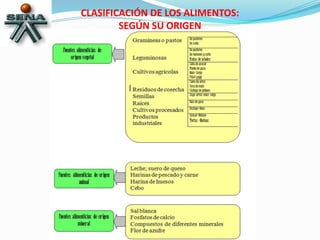 CLASIFICACIÓN DE LOS ALIMENTOS:
SEGÚN SU ORIGEN
 