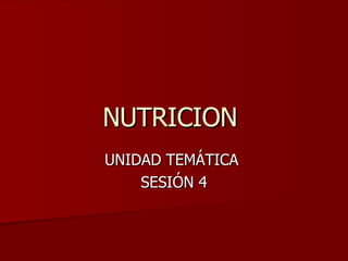NUTRICION  UNIDAD TEMÁTICA  SESIÓN 4 