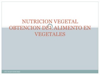 NUTRICION VEGETAL
     OBTENCION DEL ALIMENTO EN
             VEGETALES




CIC JULIO SÁNCHEZ
 