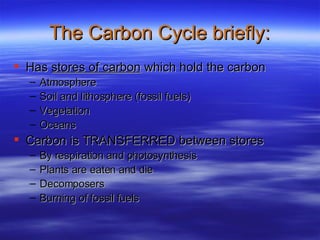 The Carbon Cycle briefly: ,[object Object],[object Object],[object Object],[object Object],[object Object],[object Object],[object Object],[object Object],[object Object],[object Object]