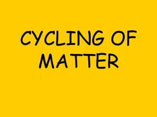 CYCLING OF
  MATTER
 