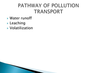 



Water runoff
Leaching
Volatilization

 