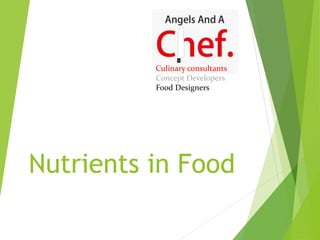 Nutrients in Food
Culinary consultants
Concept Developers
Food Designers
 