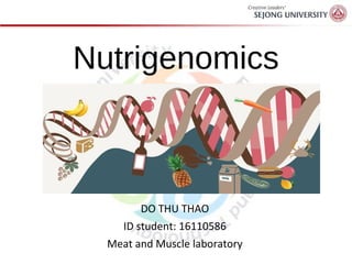 Nutrigenomics
DO THU THAO
ID student: 16110586
Meat and Muscle laboratory
 