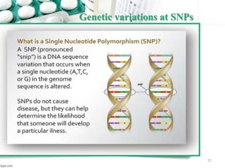 21
Genetic variations at SNPs
 