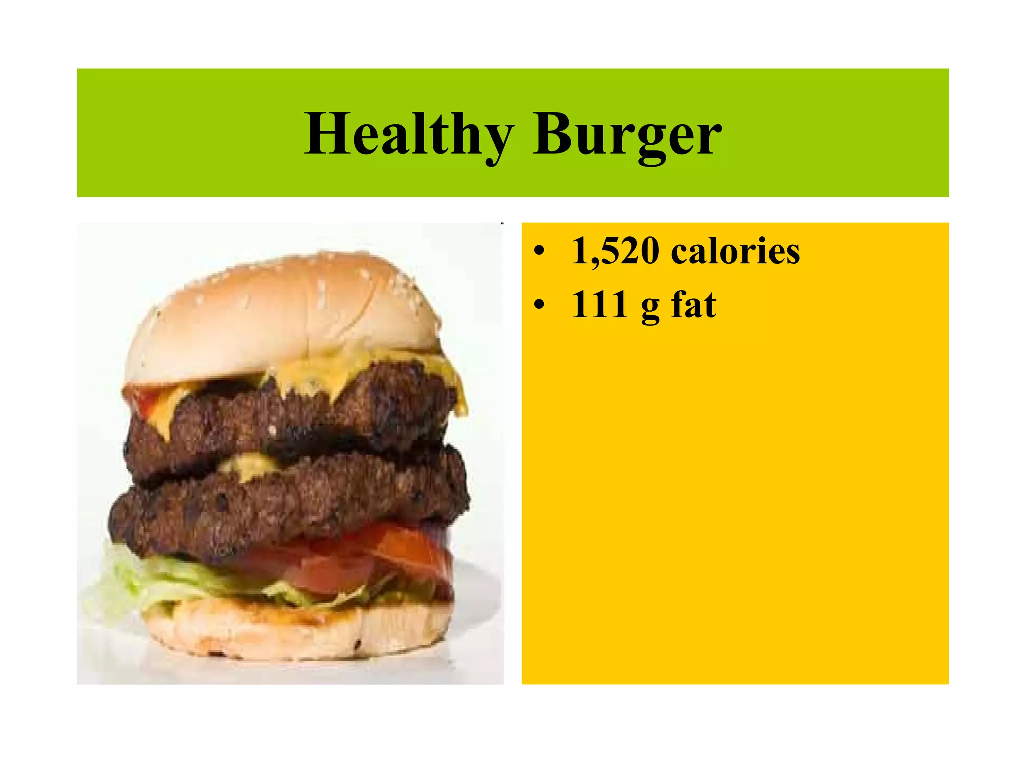 Healthy Burger 1,520 calories 111 g fat   