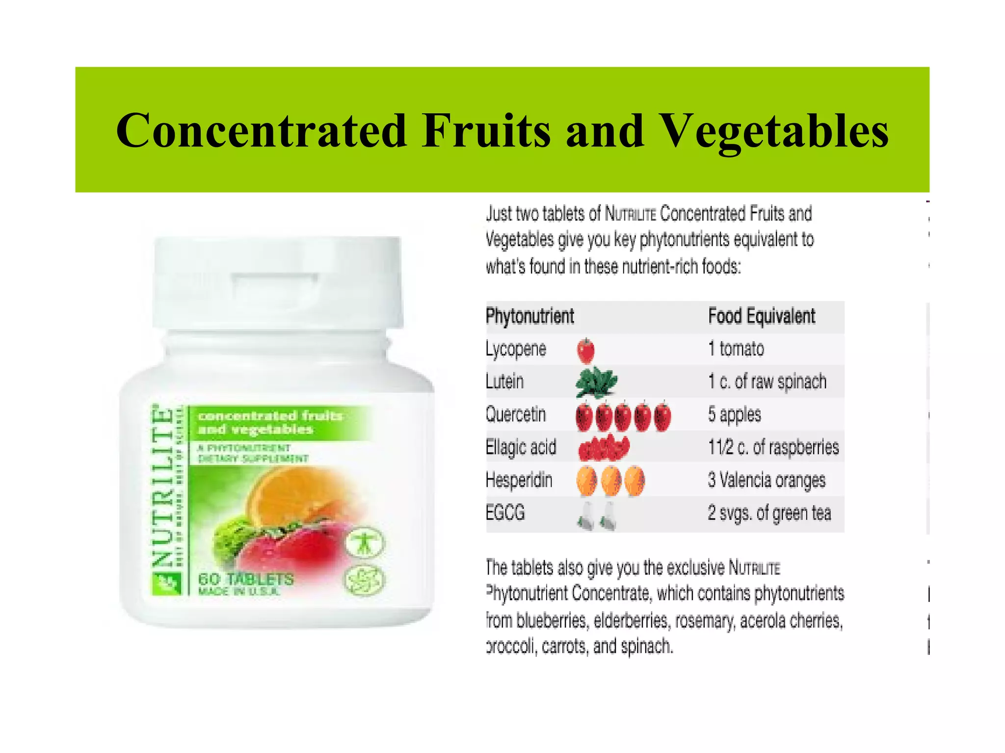 Concentrated Fruits and Vegetables 