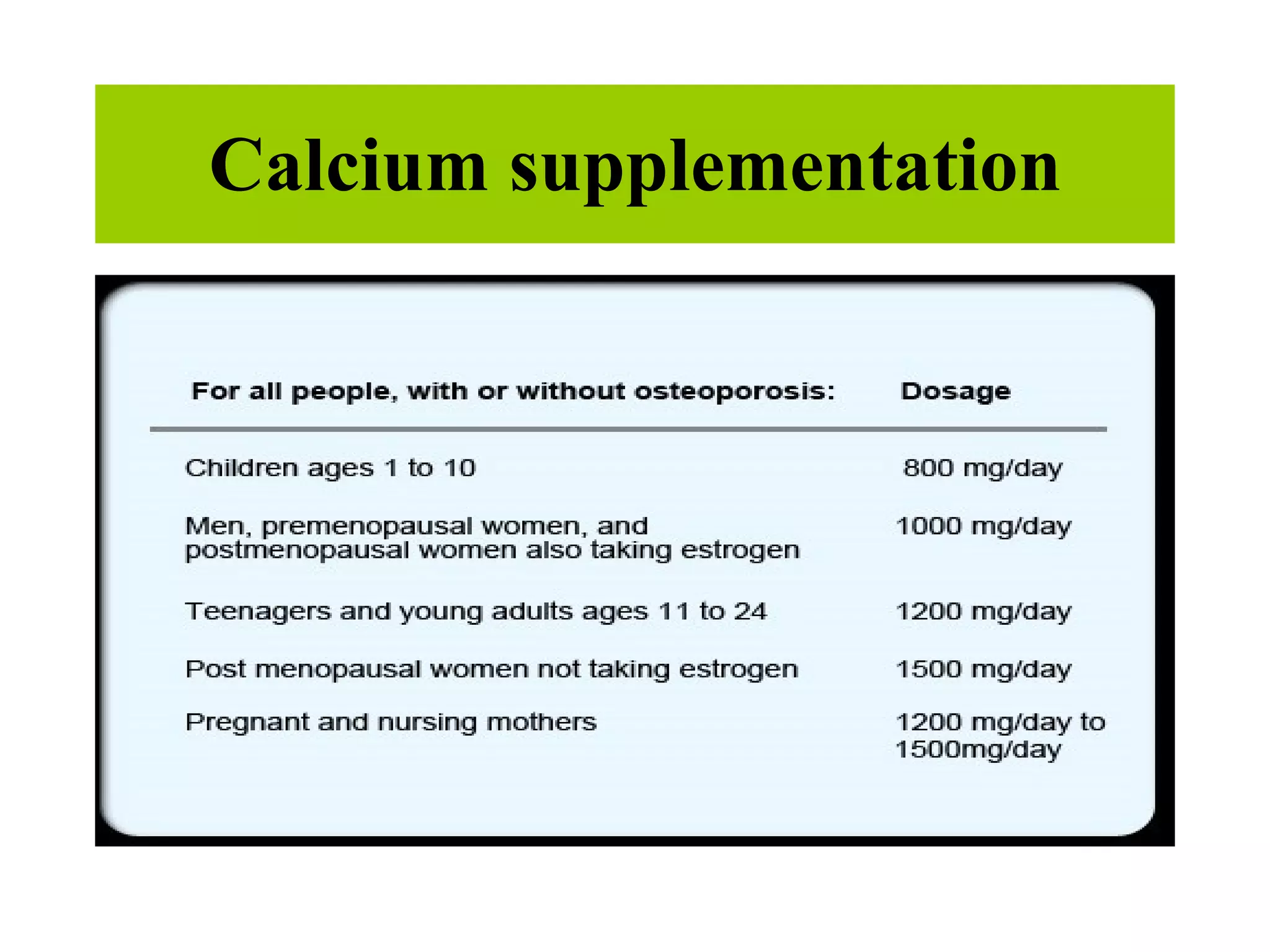 Calcium supplementation 