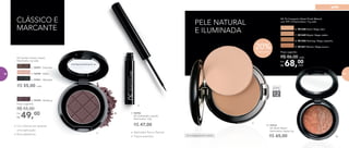 CLÁSSICO E
MARCANTE
•	Cor intensa em apenas
uma aplicação
•	Boa aderência
•	Aplicador fino e flexível
•	Traços precisos
NC Sombra Colour Impact
Nutrimetics 1g cada
R$ 55,00 cada
3. 97001 - Midnight
1. 96997 - Espresso
2. 96998 - Ballet
4. 96999 - Mulberry
49,00Por
R$
Preço sugerido:
R$ 55,00
PELE NATURAL
E ILUMINADA
5.
10.
4.
10. 97016	
	 NC Blush Baked
Nutrimetics Júpiter 2g
R$ 65,00
5. 96996	
NC Delineador Líquido
Nutrimetics 1,8g
R$ 47,00
	 NC Pó Compacto Velvet Finish Mineral
com FPS 12 Nutrimetics 11g cada
6. 901248 Sand | Bege claro
8. 901250 Nutmeg | Bege castanho
7. 901249 Maple | Bege médio
9. 901251 Mocha | Bege escuro
68,00Por
R$
Preço sugerido:
R$ 86,00 cada
cada
20%Desconto
FPS
12
9.
Dermatologicamente testado
72 73
pele
72
 