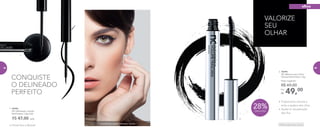 Oftalmologicamente testado
28%Desconto
2. 96995
NC Máscara para Cílios
Volume Nutrimetics 7,5g
49,00Por
R$
Preço sugerido:
R$ 69,00
VALORIZE
SEU
OLHAR
• Proporciona volume e
evita a quebra dos cílios
• Ajuda na recuperação
dos ﬁos
2.
1.
CONQUISTE
O DELINEADO
PERFEITO
A modelo está usando Delineador Líquido.
• Pincel ﬁno e ﬂexível
1. 96996
NC Delineador Líquido
Nutrimetics 1,8g cada
R$ 47,00 cada
olhos
84 85
 