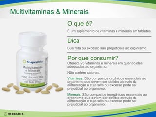 O que é?É um pó de proteína sem sabor para ser adicionado ao Shake Herbalife e a outros alimentos e bebidas.Pó de ProteínaPor que consumir?Uma porção fornece 5g de proteínas e 22 calorias;Possui proteínas de alto valor biológico;Livre de gorduras, açúcar e carboidratos.