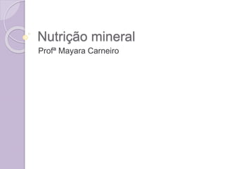 Nutrição mineral
Profª Mayara Carneiro
 