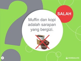 32
Muffin dan kopi
adalah sarapan
yang bergizi.
SALAH
 