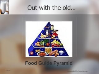 Out with the old…        Food Guide Pyramid  
