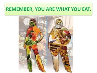 REMEMBER, YOU ARE WHAT YOU EAT.
 