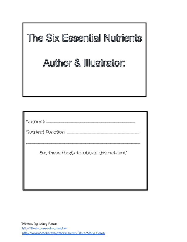 The Six Essential Nutrients Lesson Plan And Worksheet