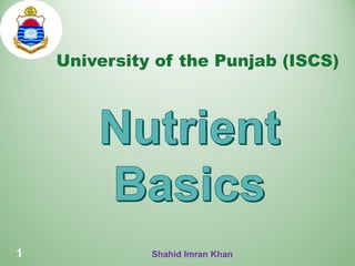 University of the Punjab (ISCS)
Shahid Imran Khan1
 