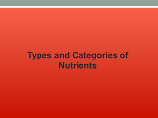 Types and Categories of
Nutrients
 