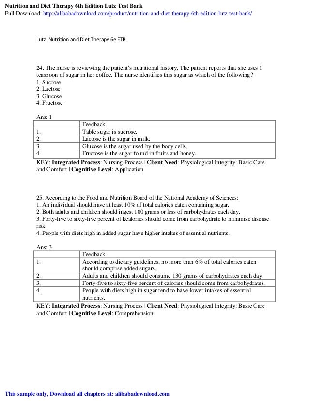 John S.Witte.Test Bank Test Bank Archives - Gloria Solutions manual nutrition and diet therapy 6th edition test bank