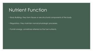 Nutrient Function Overview Nutrition-education BTLED HE 1C PowerPoint presentation | PPTX