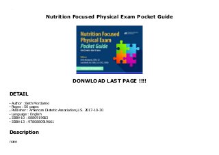 Nutrition Focused Physical Exam Pocket Guide