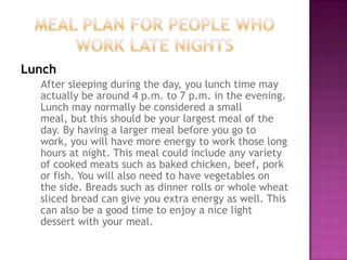 nutrition for night shift workers | PPTX