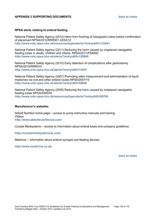 Nutrition management of enteral feeding - guidelines and procedures ...