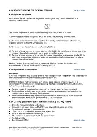 Nutrition management of enteral feeding - guidelines and procedures ...