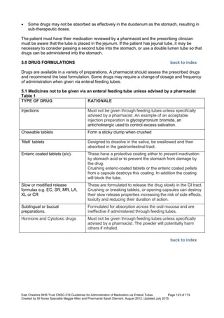 Nutrition management of enteral feeding - guidelines and procedures ...
