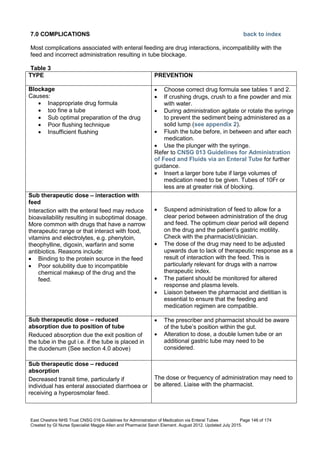 Nutrition management of enteral feeding - guidelines and procedures ...