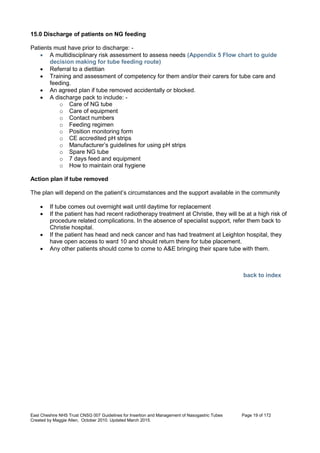 Nutrition management of enteral feeding - guidelines and procedures ...