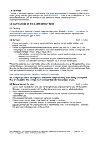 Nutrition management of enteral feeding - guidelines and procedures ...