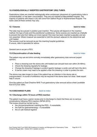 Nutrition management of enteral feeding - guidelines and procedures ...