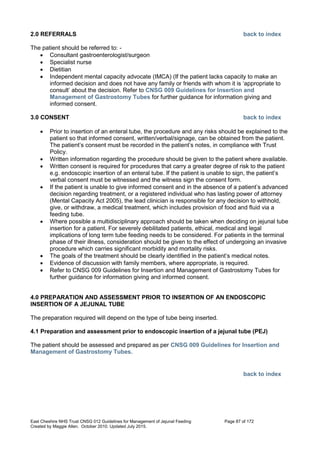 Nutrition management of enteral feeding - guidelines and procedures ...