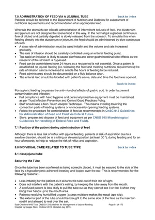 Nutrition management of enteral feeding - guidelines and procedures ...