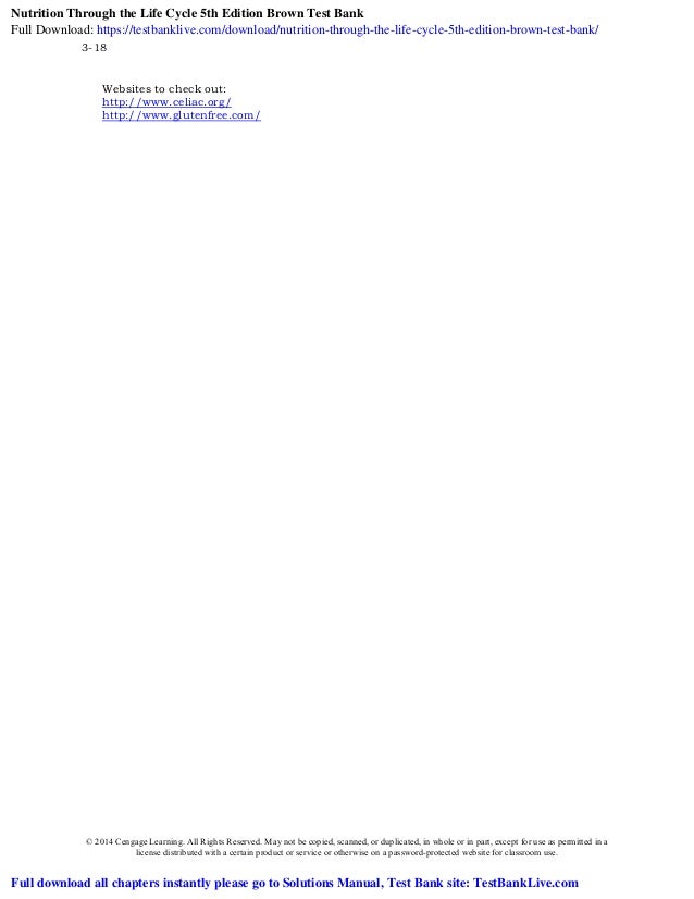 Nutrition Through The Life Cycle 5th Edition Brown Test Bank
