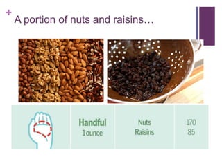 +
    A portion of nuts and raisins…
 