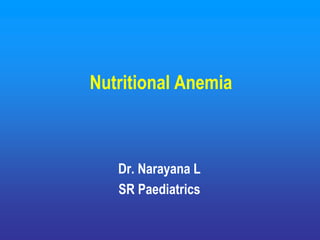 Nutritional Anemia
Dr. Narayana L
SR Paediatrics
 