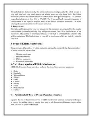 Nutritional attributes of edible mushroom | PDF