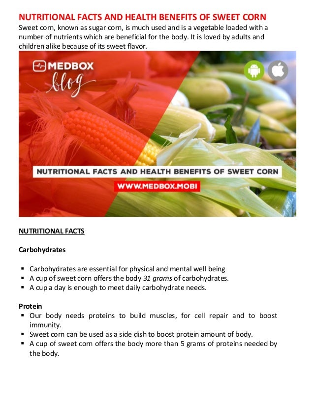 Nutritional facts and health benefits of sweet corn