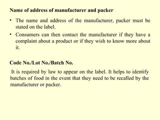 Nutrition labels on food packaging