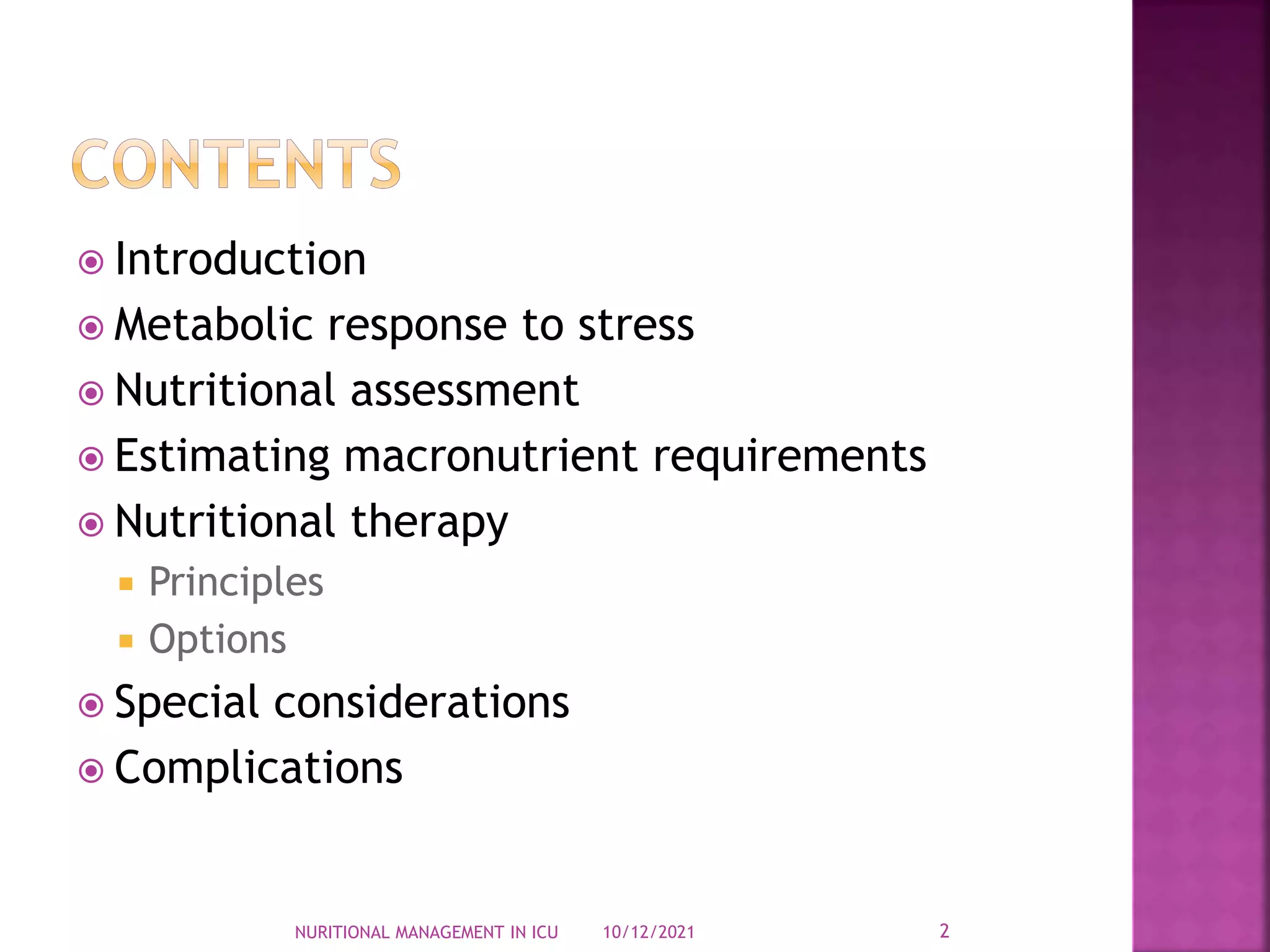 Nutritional management in the ICU | PPTX